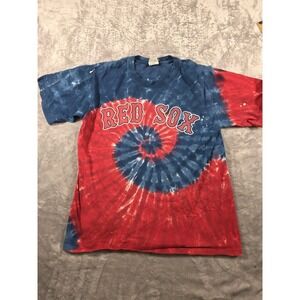 Boston Red Sox MLB Liquid Blue Shirt Size Small All Over Print‎ Tie Dye *FLAWED*